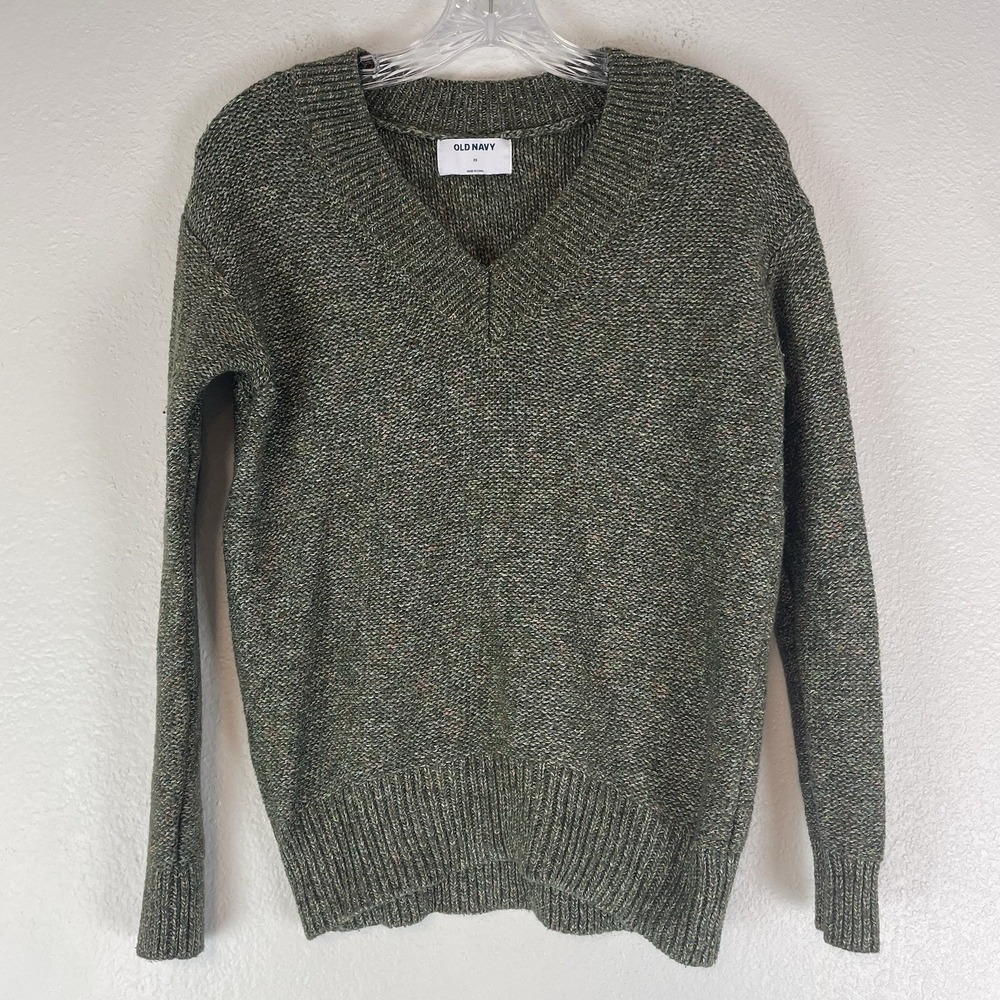 Old Navy Sweater Womens XS Goblincore Forest Pullover Green Marled V-neck